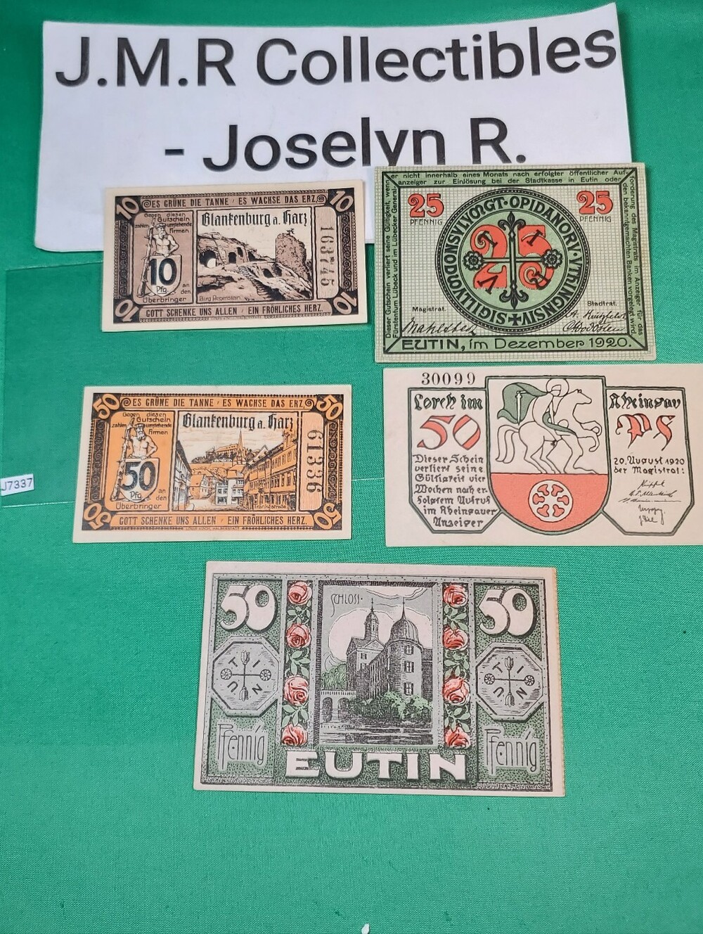 1920s german notgeld lot – 5 piece historic emergency currency collection